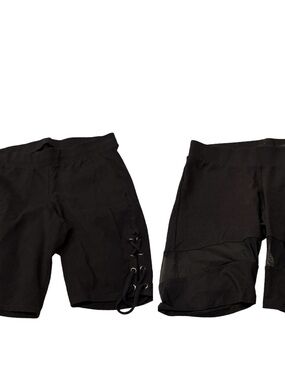 TORRID Women’s Black Biker Shorts Two Pairs-Lace Up and Mesh Panel Size 0/L